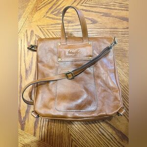 Patricia Nash Tan Leather Convertible Backpack Tote